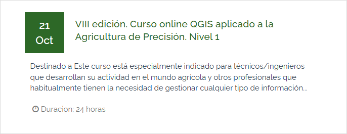  VIII edición. Curso online QGIS aplicado a la Agricultura de Precisión. Nivel 1 (Fecha inicio: 21.10.2025)